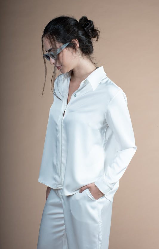 Camisa Cetim Livre - Branco