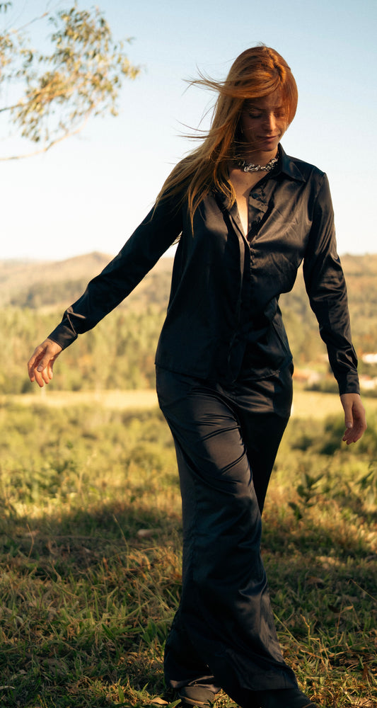 Calça Cetim Respira - Preta.