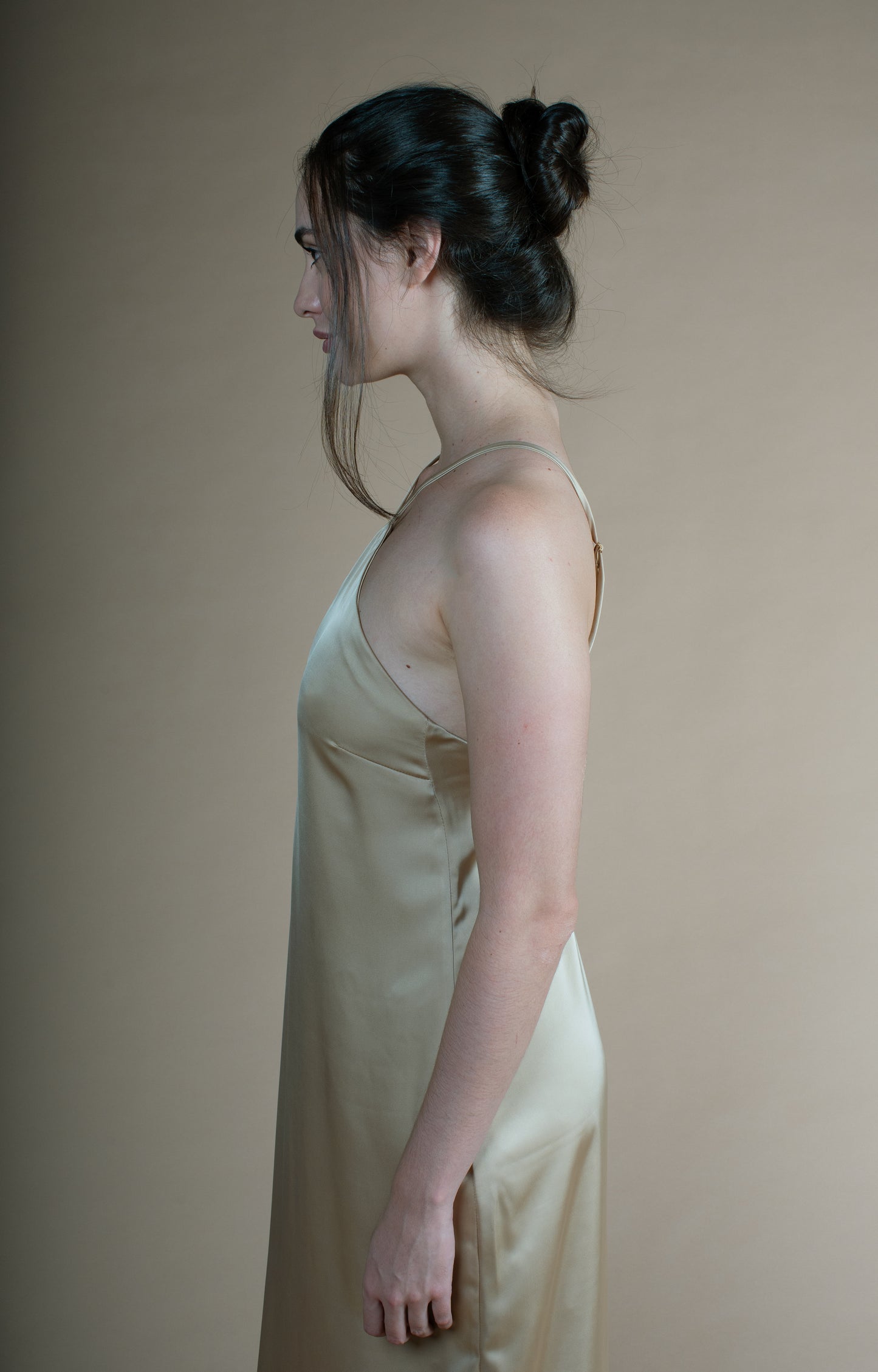 Vestido Cetim Livre - Bege