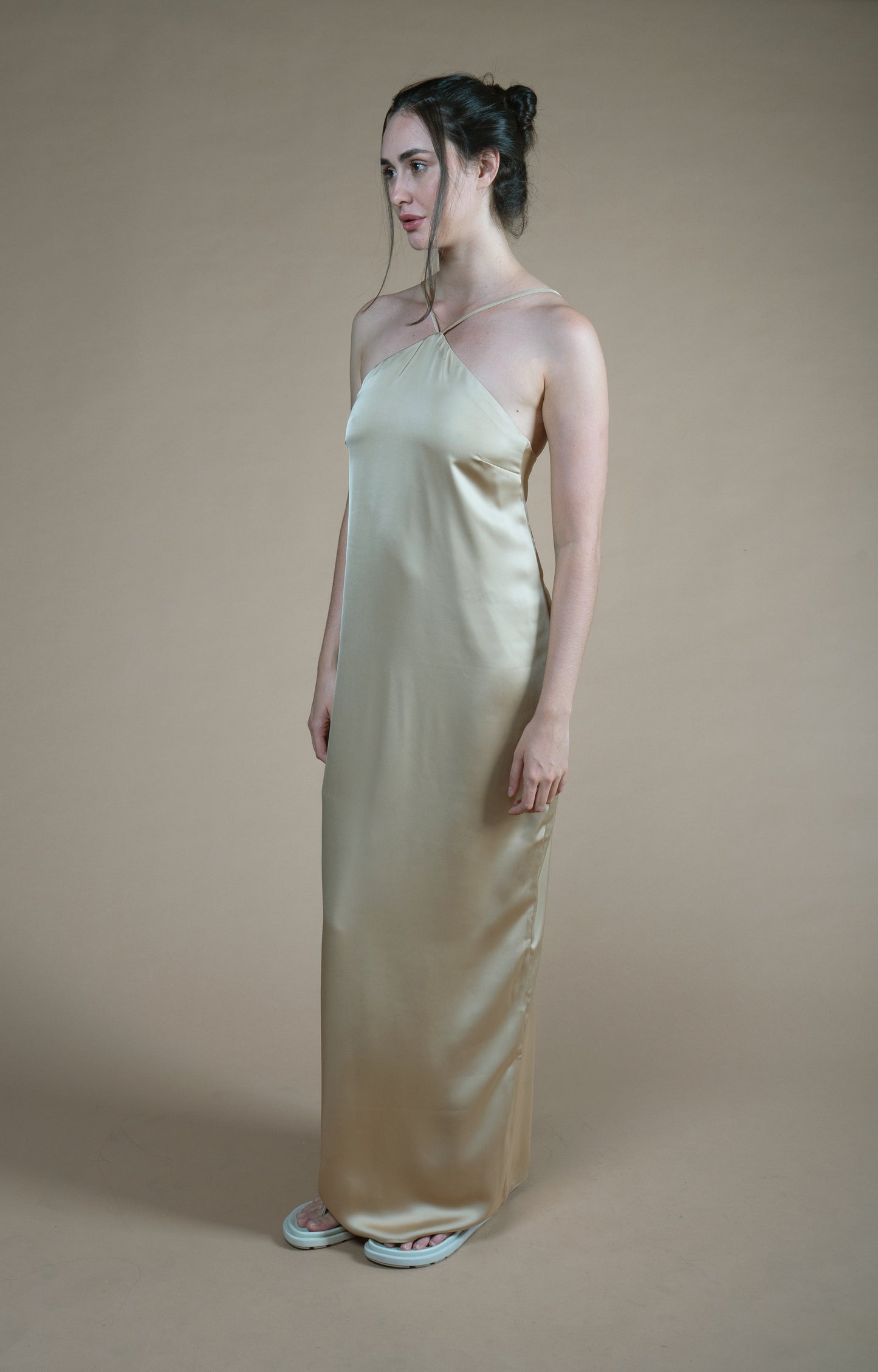 Vestido Cetim Livre - Bege